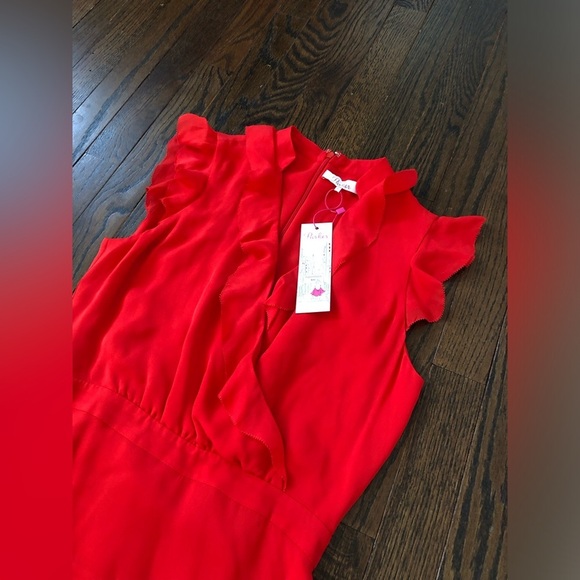 Parker Women’s 0 Tangia 100% Silk Ruffled Tiered Mini Dress in Red Flare - NWT! - Picture 6 of 15